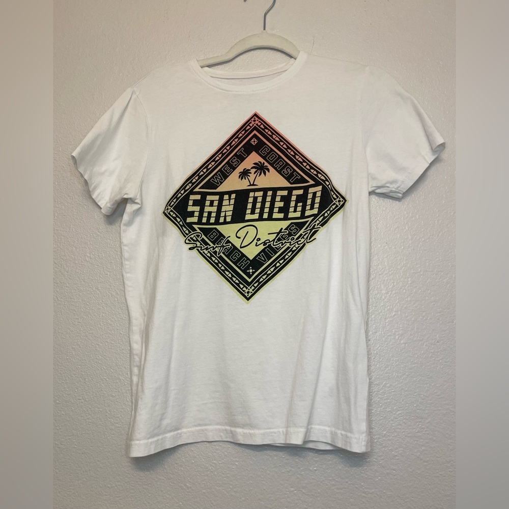 Primark Boy’s White Graphic‎ Cotton T-Shirt Size 12-13 years